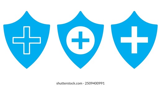 Escudo con el icono de la cruz fijado en un fondo blanco