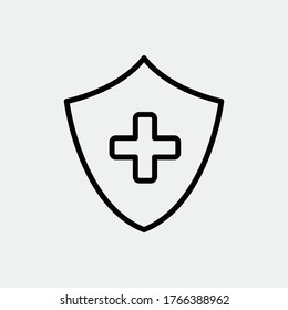 Shield and cross icon vector logo design template