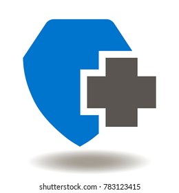 Shield Cross Icon Vector. Medicine Insurance Illustration. Protection safety Health Care Logo Symbol.