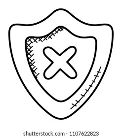 
A shield with cross inside is symbolising firewall disabled
