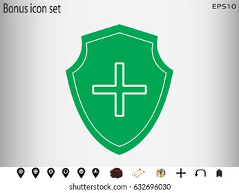 shield, cross, insurance, icon, vector illustration eps10