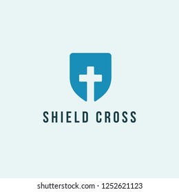 Shield and cross logo mark