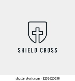 Shield and cross logo mark black 