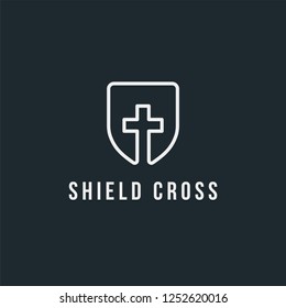 Shield and cross logo mark white version