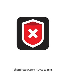 Shield Cross Mark Protection Icon Vector 