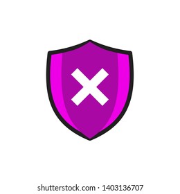Shield Cross Mark Protection Icon Vector 