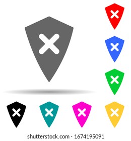 escudo con un icono de estilo multicolor. Línea delgada simple, contorno vectorial de iconos web para ui y ux, sitio web o aplicación móvil