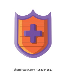 shield with cross on white background vector illustration design