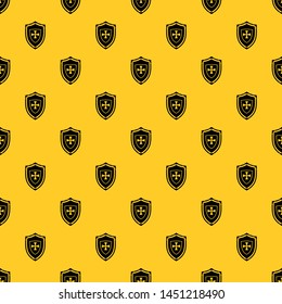 Shield with cross pattern seamless vector repeat geometric yellow for any design