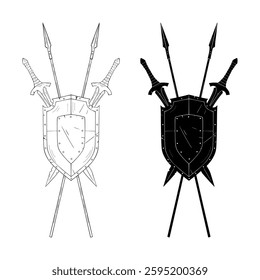 shield with crossed swords and spears