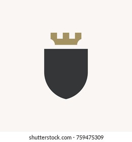 Shield with crown. Coat of arms. Signs/symbols/stickers vector design element.