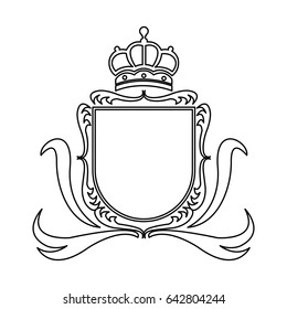 shield crown decoration royal heraldic ornament line