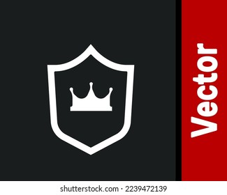 Shield with crown icon isolated on white background. Vector