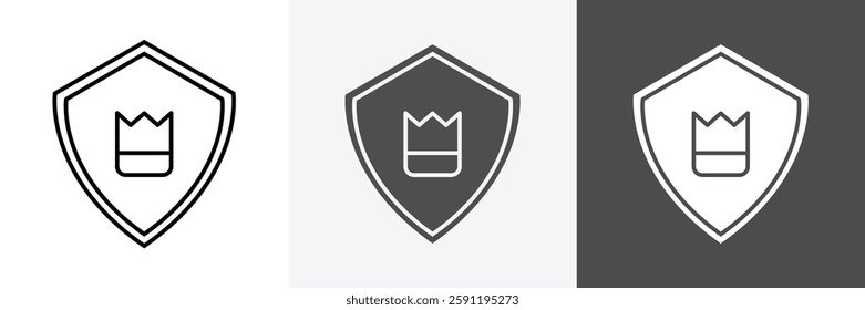 Shield with crown icon set vector art