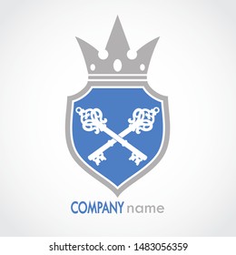 shield with crown and keys heraldry logo