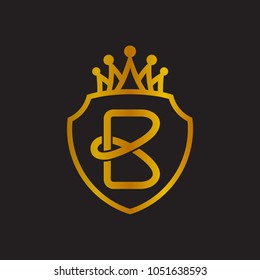 Shield And Crown With Letter B Logo Template