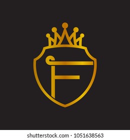 Shield And Crown With Letter F Logo Template