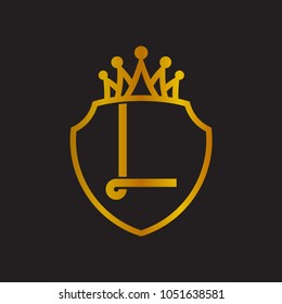 Shield And Crown With Letter L Logo Template