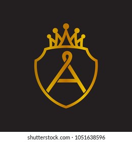 Shield And Crown With Letter A Logo Template