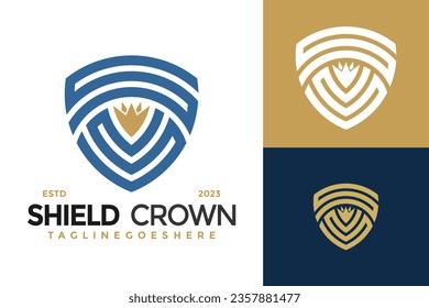Shield Crown Letter S logo design vector symbol icon illustration