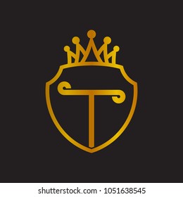 Shield And Crown With Letter T Logo Template