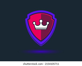 Shield with crown logo vector, ammo protection symbol, royal power, insurance or guarantee.