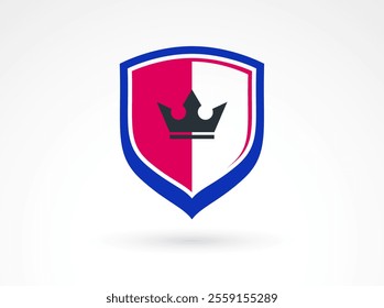 Shield with crown logo vector, ammo protection symbol, royal power, insurance or guarantee.