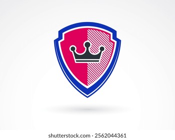 Shield with crown logo vector, ammo protection symbol, royal power, insurance or guarantee.