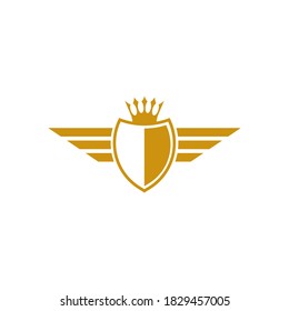 Shield with crown logo vetor icon illustration design 