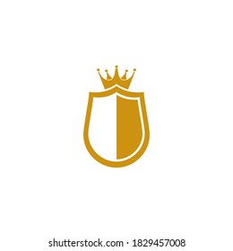 Shield with crown logo vetor icon illustration design 