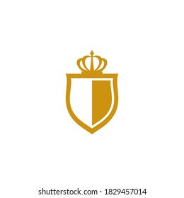 Shield with crown logo vetor icon illustration design 