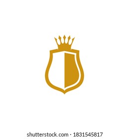 Shield with crown logo vetor icon illustration design 