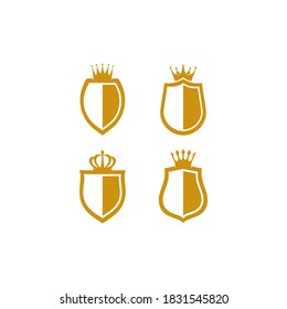 Shield with crown logo vetor icon illustration design 