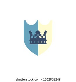 shield crown nobility emblem antique medieval flat design vector illustration