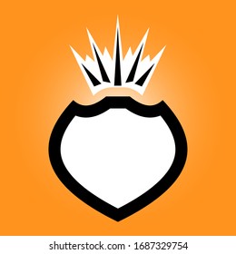 shield with crown on an orange background