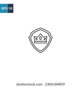 Shield crown outline icon Vector illustration