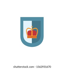 shield crown royal antique medieval flat design vector illustration