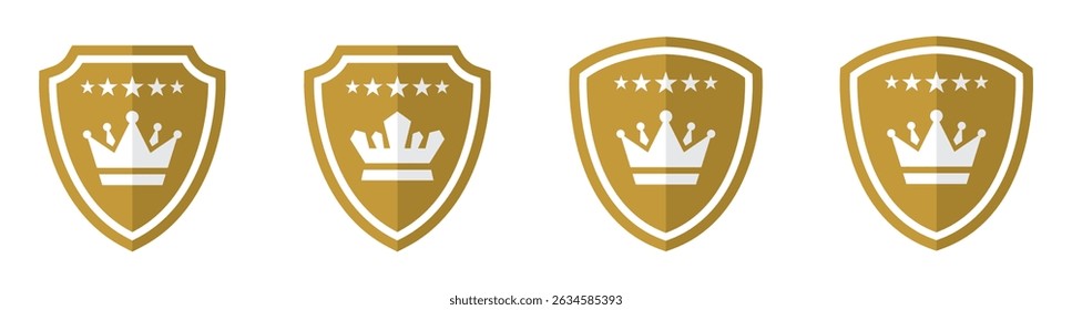 Shield with crown set icon, vector illustration