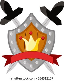 Shield with crown and swords