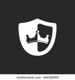 Shield with crown symbol sign simple icon on background