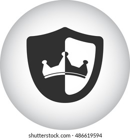 Shield with crown symbol sign simple icon on background