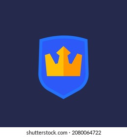 shield and crown vector icon