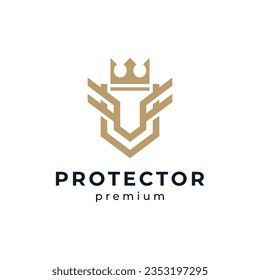 shield with crown and wings for security logo design
