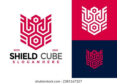 Shield Cube Modern Logo design vector symbol icon illustration