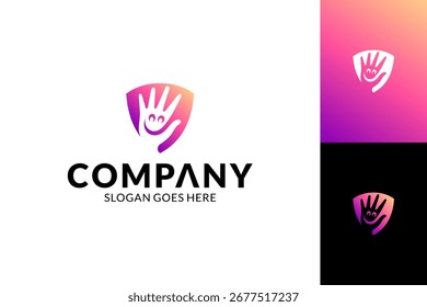 Escudo y lindo emblema de la mano logo Plantilla