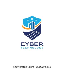 Shield cyber logo and key hole fort with technology concept