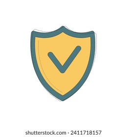 Escudo. Protección de datos. Política de privacidad. Ilustración del vector sobre fondo blanco