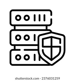 Shield with database icon. Personal data, cyber data or information security