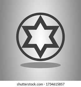 Shield of David simple icon vector with shadow. Flat design 