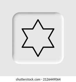 Shield of David simple icon vector. Flat desing. Neumorphism design.ai